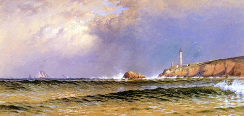  Alfred Thompson Bricher Coastal Scene with Lighthouse - Hand Painted Oil Painting