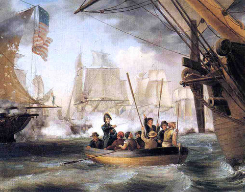  Thomas Birch Commodore Perry Leaving the "Lawrence" for the "Niagara: at the Battle of Lake Erie" - Hand Painted Oil Painting