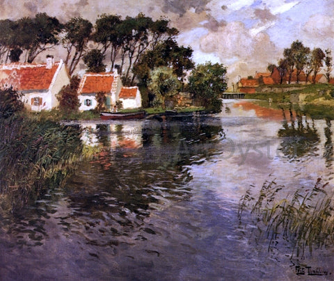  Fritz Thaulow Cottages by a River - Hand Painted Oil Painting