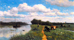  Willem Roelofs Cows Grazing Near a Canal, Schiedam - Hand Painted Oil Painting