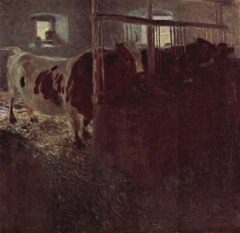  Gustav Klimt Cows in the Barn - Hand Painted Oil Painting