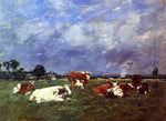 Eugene-Louis Boudin Cows in the Pasture - Hand Painted Oil Painting