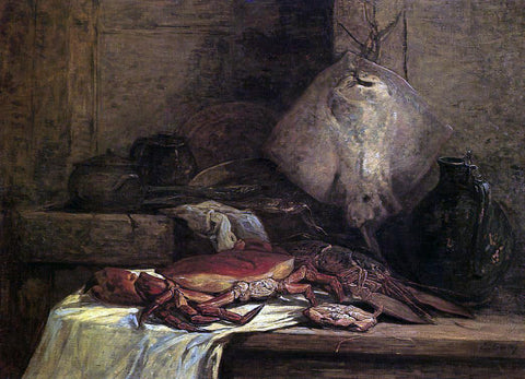  Eugene-Louis Boudin Crab, Lobster and Fish (also known as Still Life with Skate) - Hand Painted Oil Painting