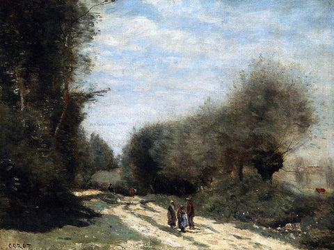  Jean-Baptiste-Camille Corot Crecy-en-Brie - Road in the Country - Hand Painted Oil Painting
