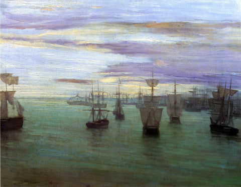  James McNeill Whistler Crepuscule in Flesh Colour and Green: Valparaiso - Hand Painted Oil Painting