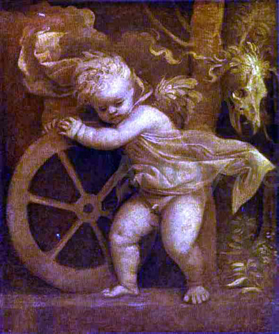  Titian Cupid with the Wheel of Fortune - Hand Painted Oil Painting