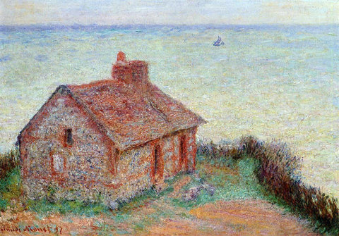  Claude Oscar Monet Customs House, Rose Effect - Hand Painted Oil Painting