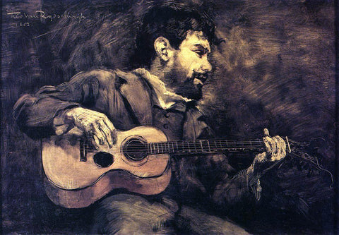  Theo Van Rysselberghe Dario de Regoyos Playing the Guitar - Hand Painted Oil Painting