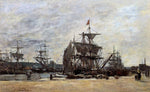  Eugene-Louis Boudin Deauville, Docked Boats - Hand Painted Oil Painting