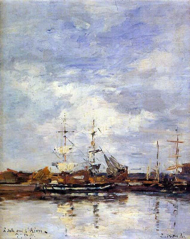  Eugene-Louis Boudin Deauville Harbor - Hand Painted Oil Painting