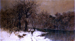  Prospero Ricca Deer in a Wintery Forest - Hand Painted Oil Painting