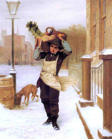  John George Brown Delivery Boy - Hand Painted Oil Painting