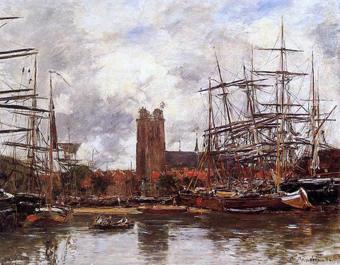  Eugene-Louis Boudin Dordrecht, View of the Port - Hand Painted Oil Painting