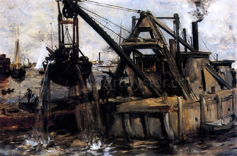  John Twachtman Dredging in the East River - Hand Painted Oil Painting