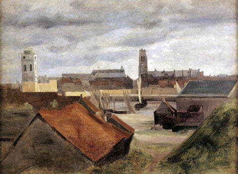  Jean-Baptiste-Camille Corot Dunkirk, the Fishing Docks - Hand Painted Oil Painting
