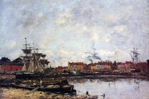  Eugene-Louis Boudin Dunkirk, the Inner Port - Hand Painted Oil Painting