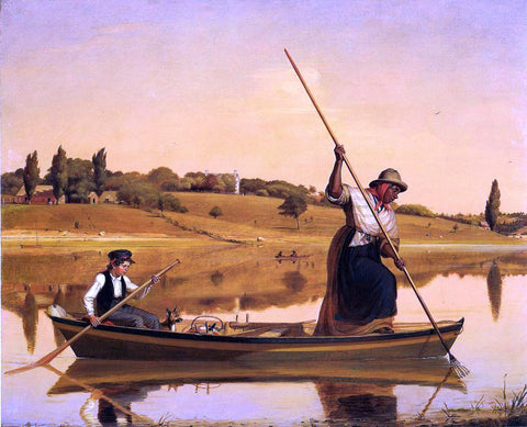  William Sidney Mount Eel Spearing at Setauket (also known as Recolections of Early Days - "Fishing Along Shore") - Hand Painted Oil Painting