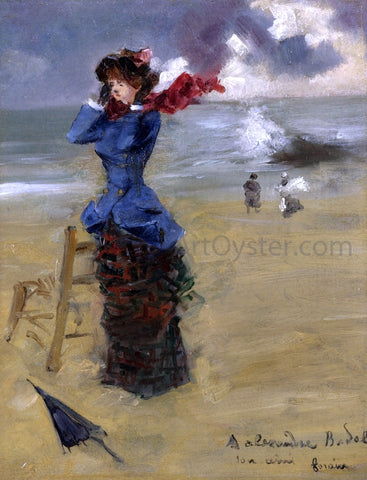  Jean-Louis Forain Elegant Woman on the Beach - Hand Painted Oil Painting