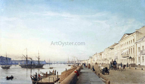  Eduard Gaertner English Embankment in Petersburg - Hand Painted Oil Painting