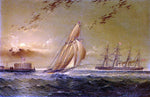  James E Buttersworth English Steamer off Staten Island - Hand Painted Oil Painting