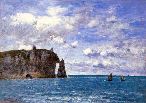  Eugene-Louis Boudin Etretat: La Falaise d'Aval - Hand Painted Oil Painting