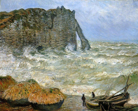  Claude Oscar Monet Etretat, Rough Sea - Hand Painted Oil Painting