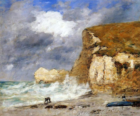  Eugene-Louis Boudin Etretat: the Amont Cliff in November - Hand Painted Oil Painting