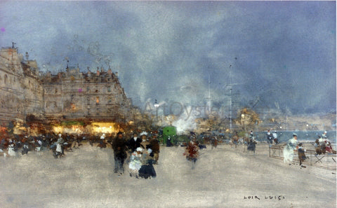  Luigi Loir Evening Promenade, Le Havre - Hand Painted Oil Painting