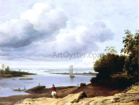  Anthonie Van Borssum Extensive River View  with a Horseman - Hand Painted Oil Painting