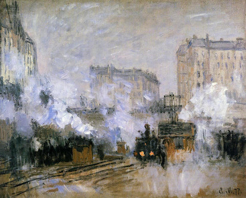  Claude Oscar Monet Exterior of the Saint-Lazare Station, Arrival of a Train - Hand Painted Oil Painting