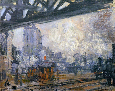  Claude Oscar Monet Exterior View of the Saint-Lazare Station - Hand Painted Oil Painting