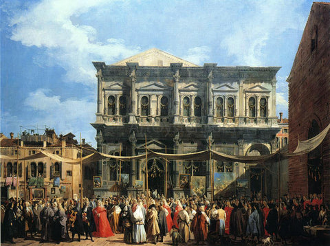  Canaletto Feast of San Rocco (also known as The Doge Visiting the Church and Scuola di S. Rocco) - Hand Painted Oil Painting