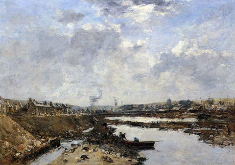 Eugene-Louis Boudin Fecamp, the Inner Port under Construction - Hand Painted Oil Painting