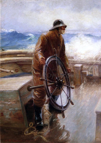  Augustus Buhler A Fisherman at the Wheel - Hand Painted Oil Painting