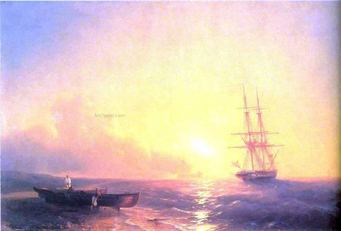  Ivan Constantinovich Aivazovsky Fishermen on Coast of Sea - Hand Painted Oil Painting