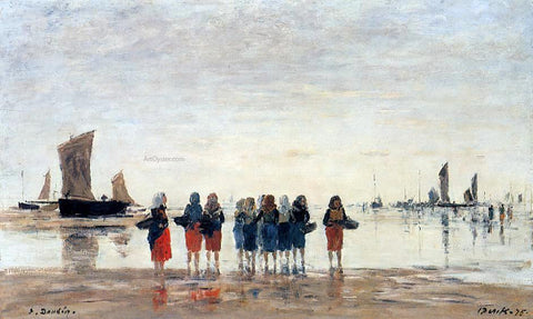  Eugene-Louis Boudin Fisherwomen at Berck - Hand Painted Oil Painting