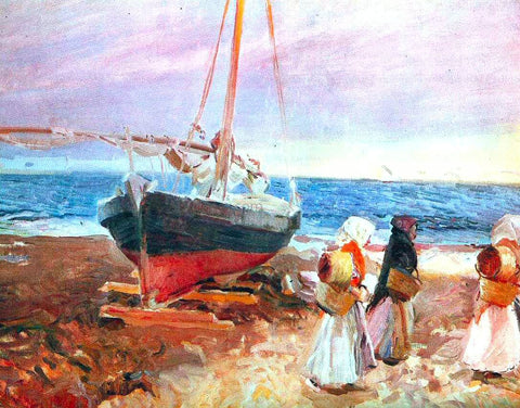  Joaquin Sorolla Y Bastida Fisherwomen on the Beach, Valencia - Hand Painted Oil Painting