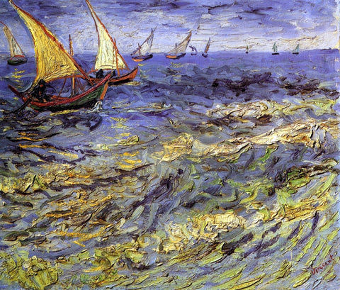  Vincent Van Gogh Fishing Boats at Sea (also known as Seascape at Saintes-Maries) - Hand Painted Oil Painting