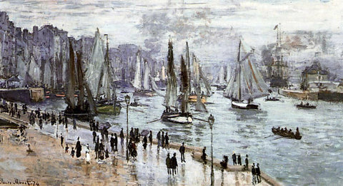  Claude Oscar Monet Fishing Boats Leaving the Port of Le Havre - Hand Painted Oil Painting