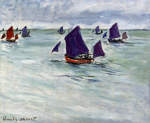  Claude Oscar Monet Fishing Boats off Pourville - Hand Painted Oil Painting