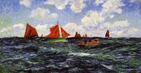  Henri Moret Fishing Boats off the Coast - Hand Painted Oil Painting