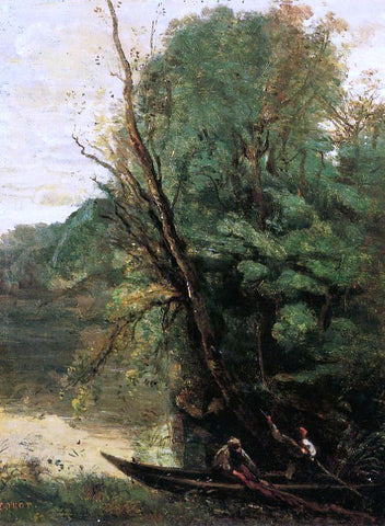  Jean-Baptiste-Camille Corot Fishing with Nets, Evening - Hand Painted Oil Painting