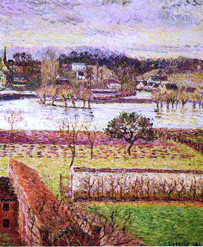  Camille Pissarro Flood, Twilight Effect, Eragny - Hand Painted Oil Painting