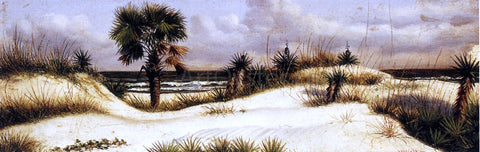  William Aiken Walker Florida Seascape with Sand Dune, Palm Tree, and Yuccas - Hand Painted Oil Painting