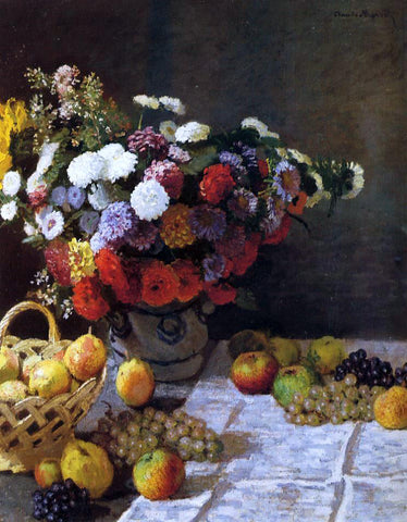  Claude Oscar Monet Flowers and Fruit - Hand Painted Oil Painting
