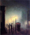  Frederick Dickinson Williams Foggy Evening in Boston - Hand Painted Oil Painting