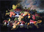  Severin Roesen Fruit Still Life with Wine Glass in a Landscape - Hand Painted Oil Painting