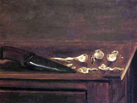  Gustave Caillebotte Garlic Cloves and Knife on the Corner of a Table - Hand Painted Oil Painting