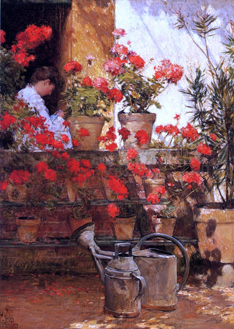  Frederick Childe Hassam Geraniums - Hand Painted Oil Painting