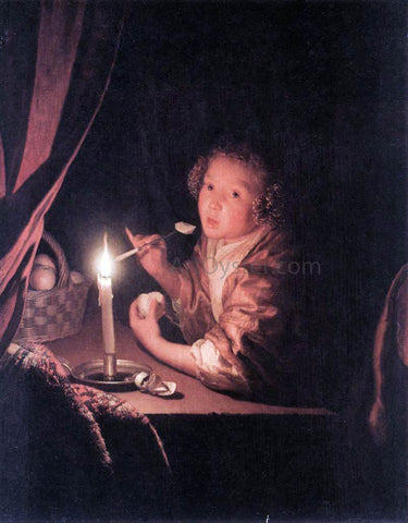  Godfried Schalcken Girl Eating an Apple - Hand Painted Oil Painting
